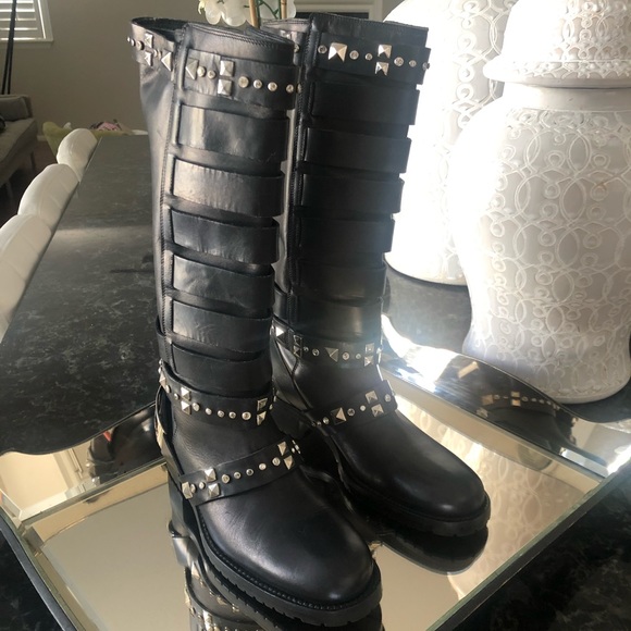 Dior black leather studded logo strap biker b - Picture 11 of 13